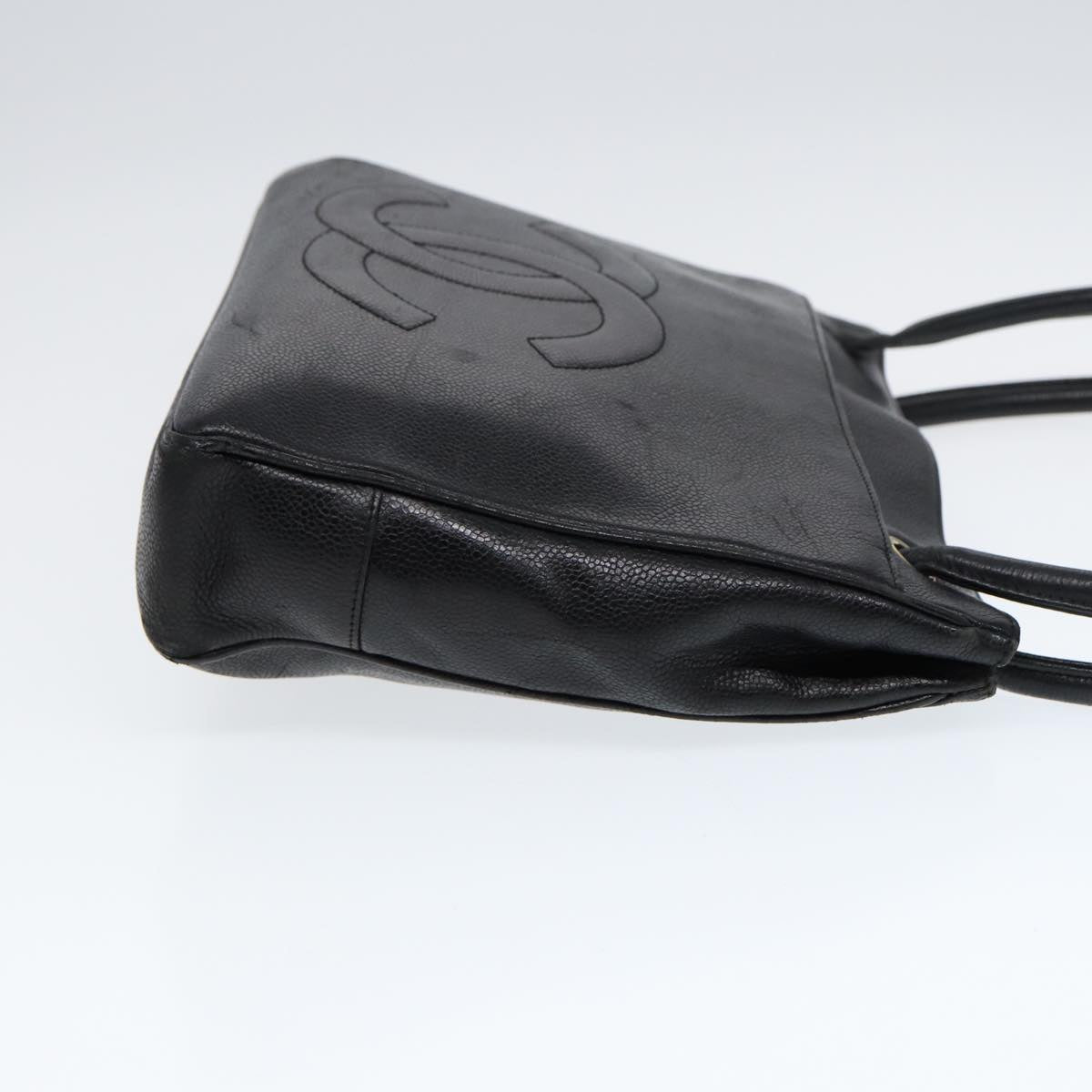 CHANEL Tote Bag Caviar Skin Black Gold CC bs17526