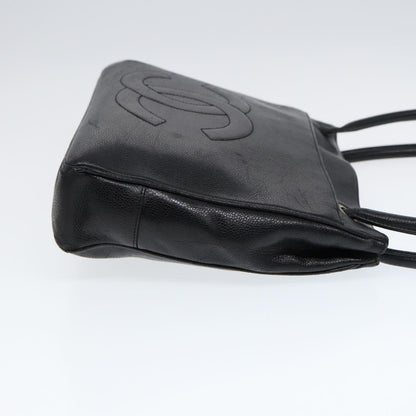CHANEL Tote Bag Caviar Skin Black Gold CC bs17526