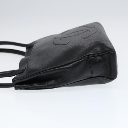 CHANEL Tote Bag Caviar Skin Black Gold CC bs17526