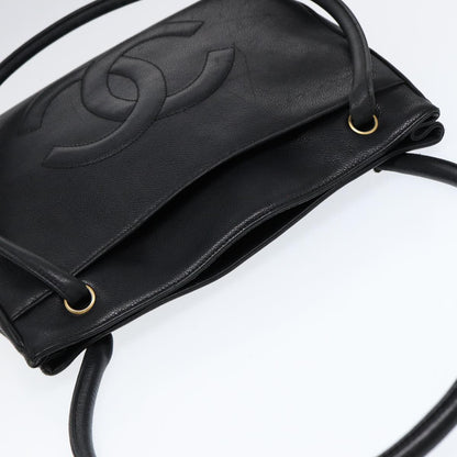 CHANEL Tote Bag Caviar Skin Black Gold CC bs17526