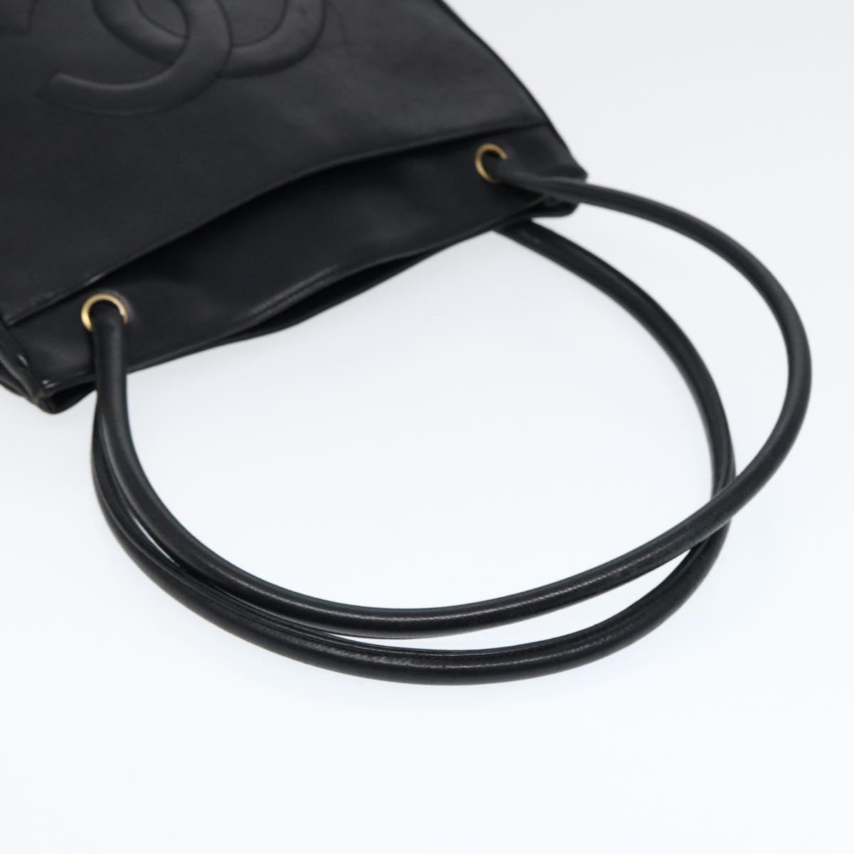 CHANEL Tote Bag Caviar Skin Black Gold CC bs17526