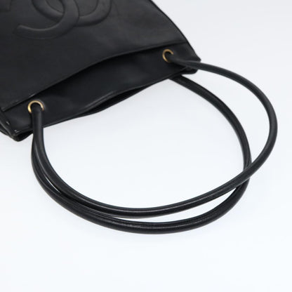 CHANEL Tote Bag Caviar Skin Black Gold CC bs17526