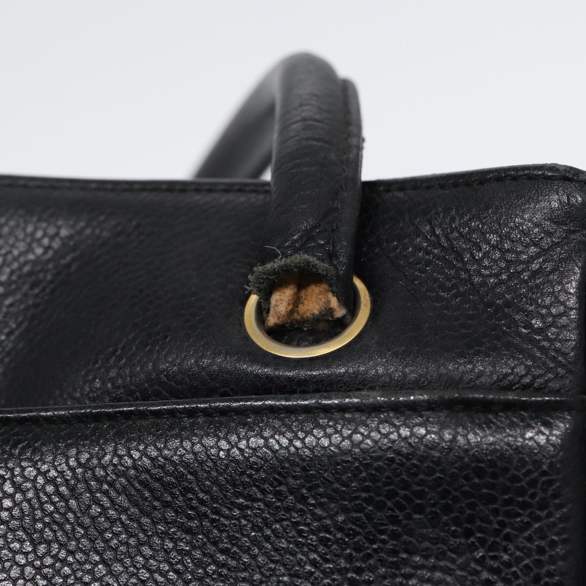 CHANEL Tote Bag Caviar Skin Black Gold CC bs17526