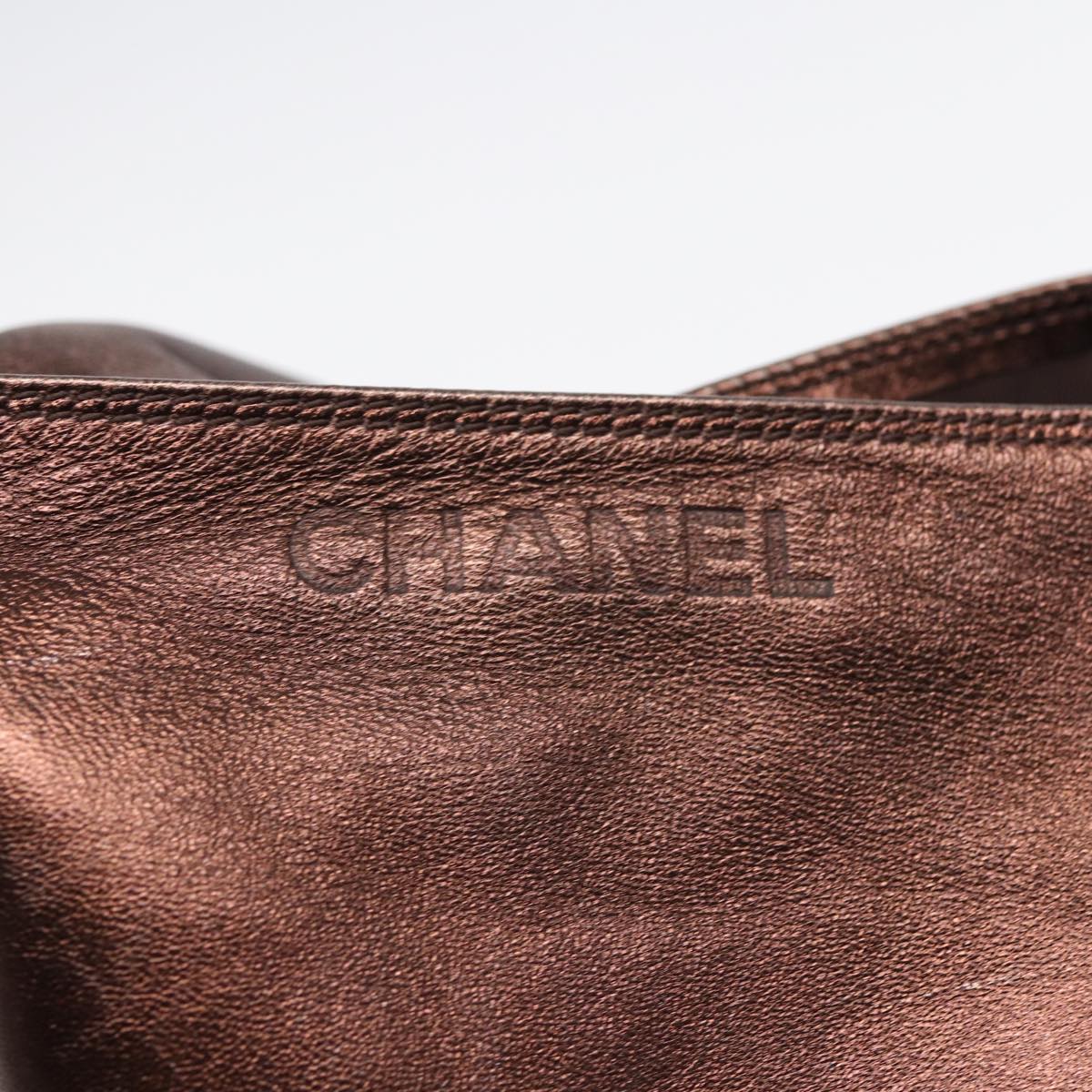CHANEL Shoulder Bag Leather Bronze Gold CC bs17616