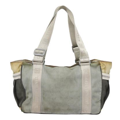 CHANEL Sports Tote Bag Nylon Gray Silver CC bs17659