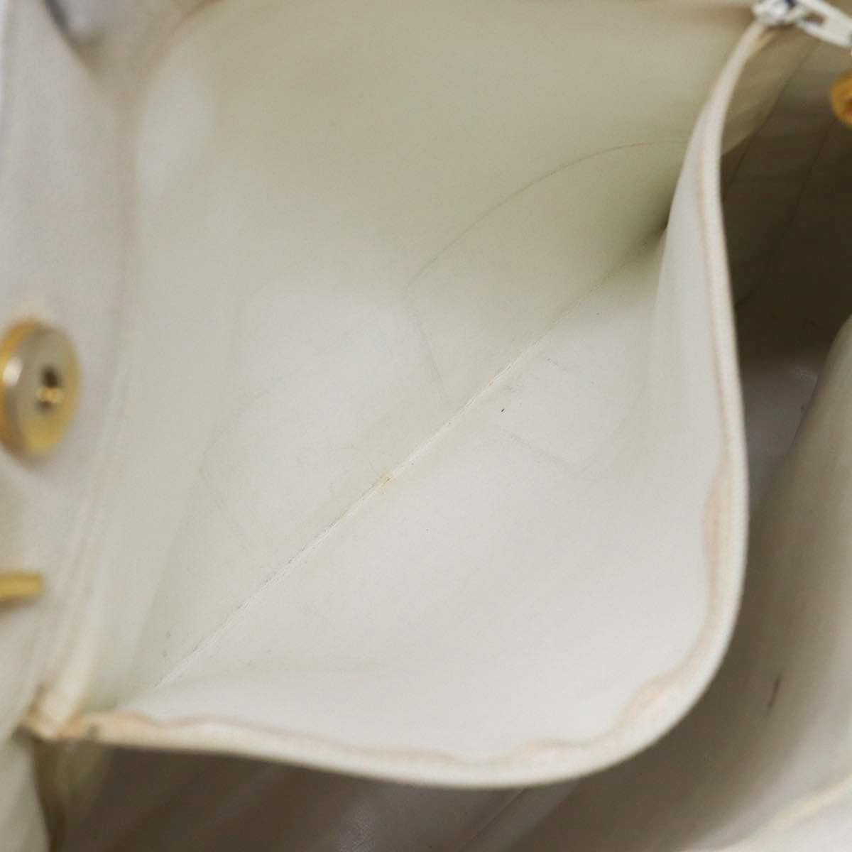 CHANEL Chain Shoulder Bag Caviar Skin White Gold CC bs17674