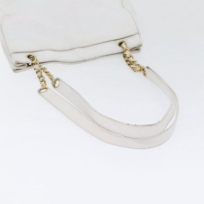 CHANEL Chain Shoulder Bag Caviar Skin White Gold CC bs17674