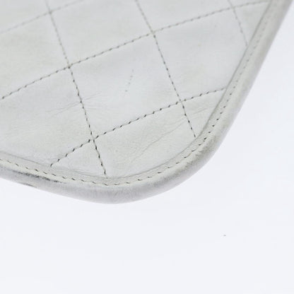 CHANEL Matelasse Chain Shoulder Bag Lamb Skin White Gold CC bs17675