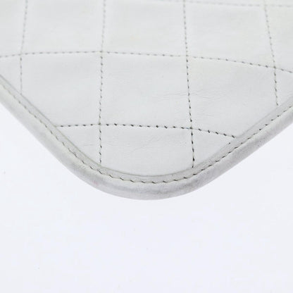 CHANEL Matelasse Chain Shoulder Bag Lamb Skin White Gold CC bs17675