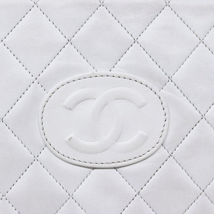 CHANEL Matelasse Chain Shoulder Bag Lamb Skin White Gold CC bs17675