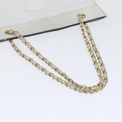 CHANEL Matelasse Chain Shoulder Bag Lamb Skin White Gold CC bs17675