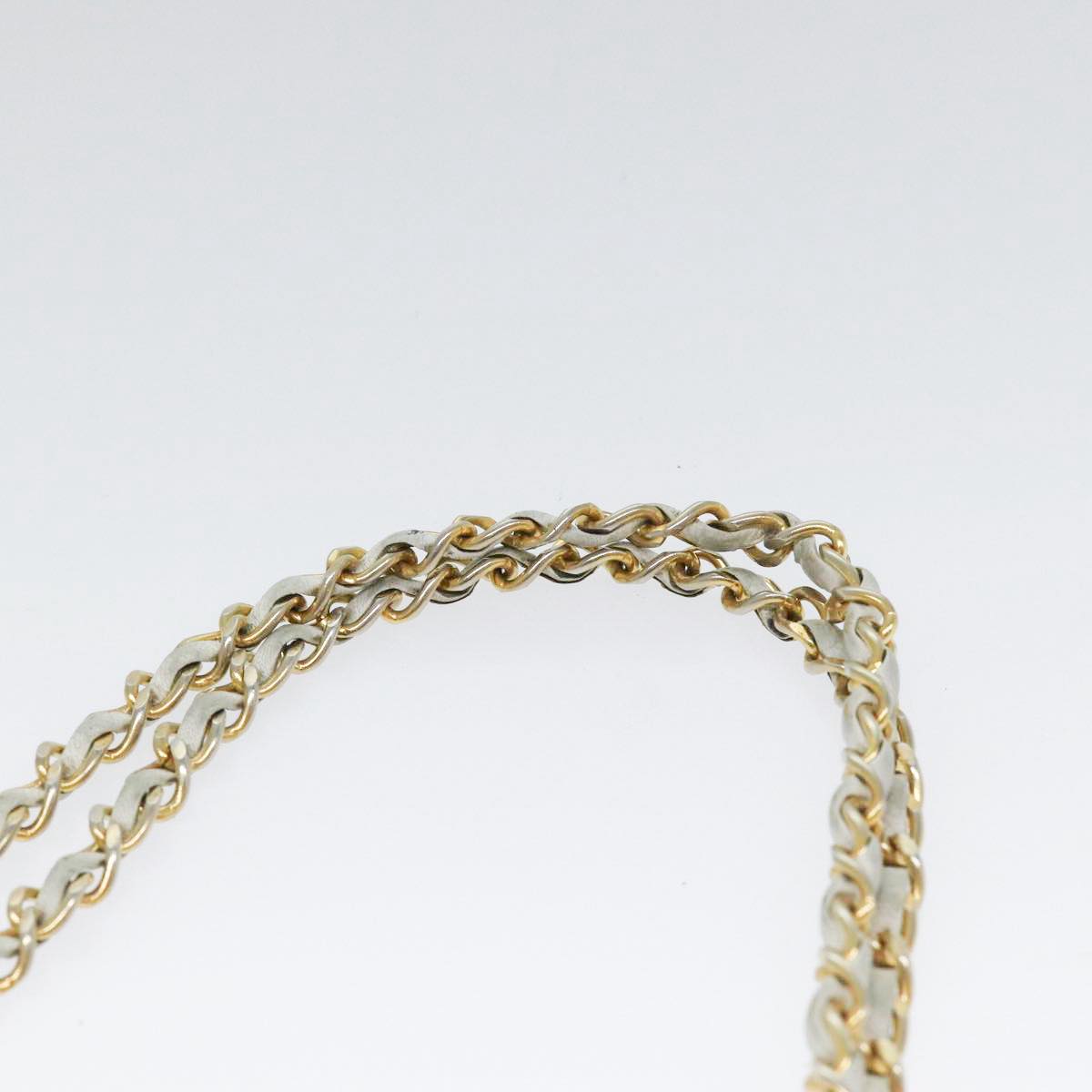 CHANEL Matelasse Chain Shoulder Bag Lamb Skin White Gold CC bs17675