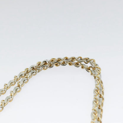 CHANEL Matelasse Chain Shoulder Bag Lamb Skin White Gold CC bs17675
