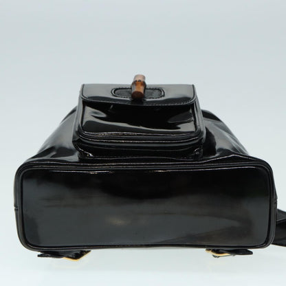 GUCCI Bamboo Backpack Enamel Black Gold 003 3444 0030  bs17710