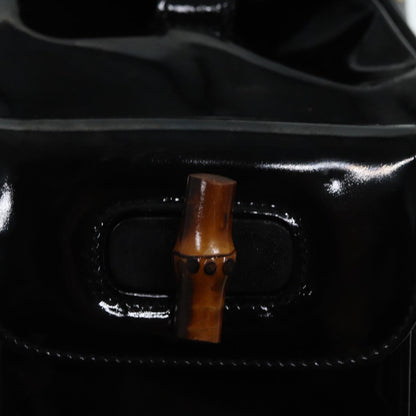GUCCI Bamboo Backpack Enamel Black Gold 003 3444 0030  bs17710