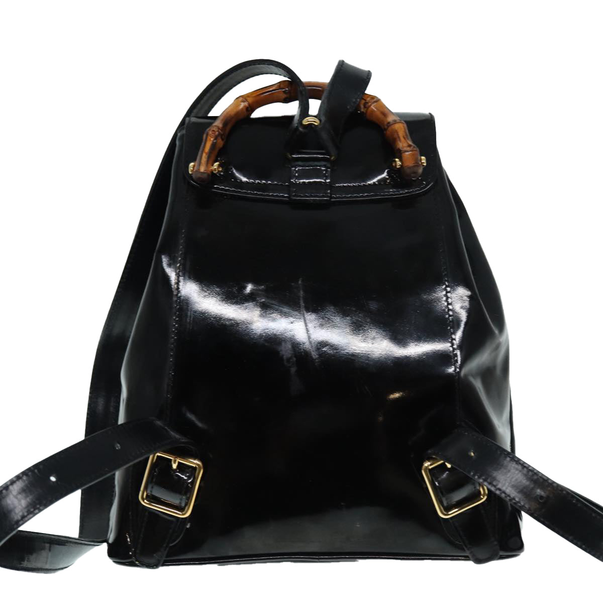 GUCCI Bamboo Backpack Enamel Black Gold 003 3444 0030  bs17710