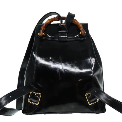 GUCCI Bamboo Backpack Enamel Black Gold 003 3444 0030  bs17710
