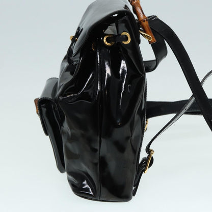 GUCCI Bamboo Backpack Enamel Black Gold 003 3444 0030  bs17710