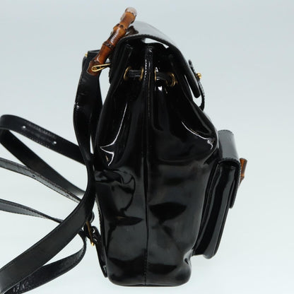 GUCCI Bamboo Backpack Enamel Black Gold 003 3444 0030  bs17710