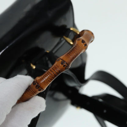 GUCCI Bamboo Backpack Enamel Black Gold 003 3444 0030  bs17710