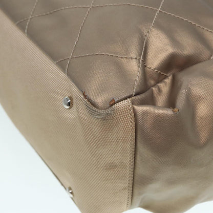 CHANEL Paris Biarritz MM Tote Bag Coated Canvas Gold Tone Silver CC bs17902