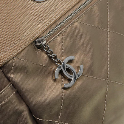 CHANEL Paris Biarritz MM Tote Bag Coated Canvas Gold Tone Silver CC bs17902