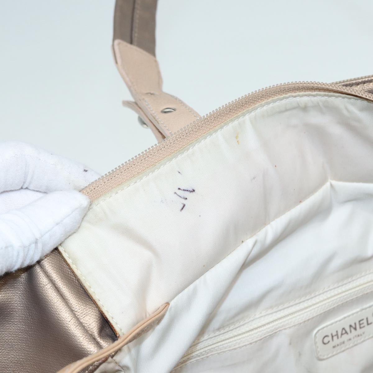 CHANEL Paris Biarritz MM Tote Bag Coated Canvas Gold Tone Silver CC bs17902