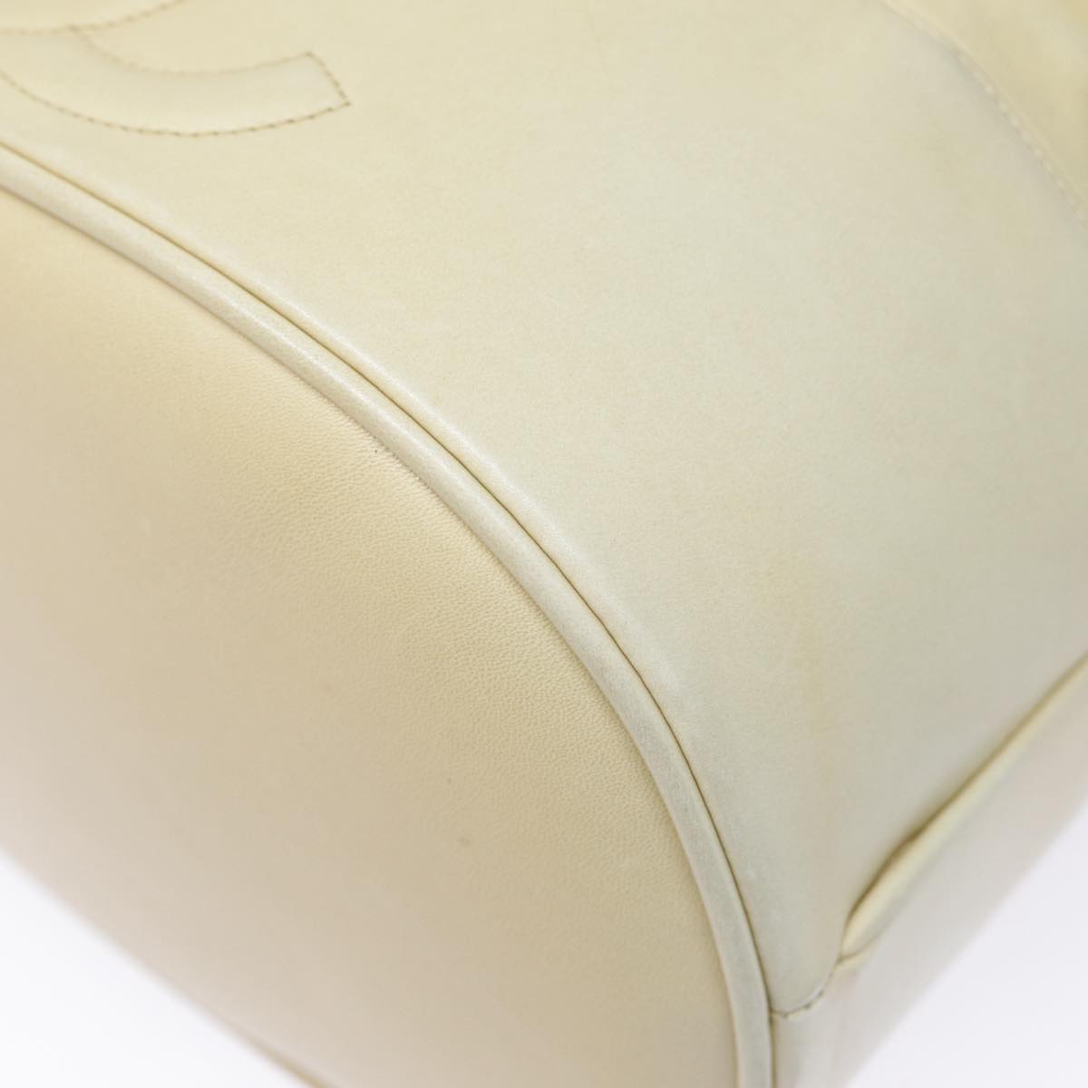 CHANEL Shoulder Bag Lamb Skin Beige Gold CC bs17904