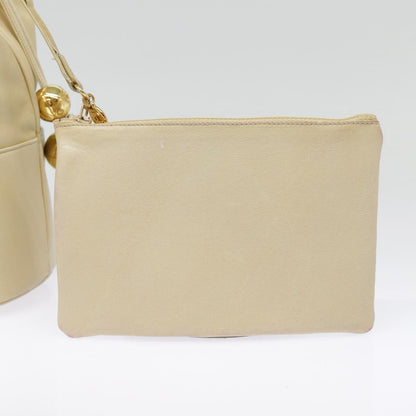 CHANEL Shoulder Bag Lamb Skin Beige Gold CC bs17904