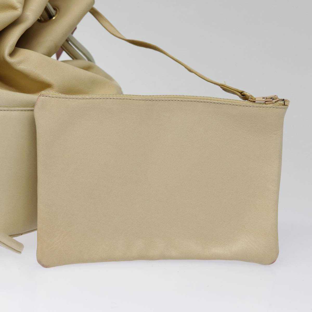 CHANEL Shoulder Bag Lamb Skin Beige Gold CC bs17904