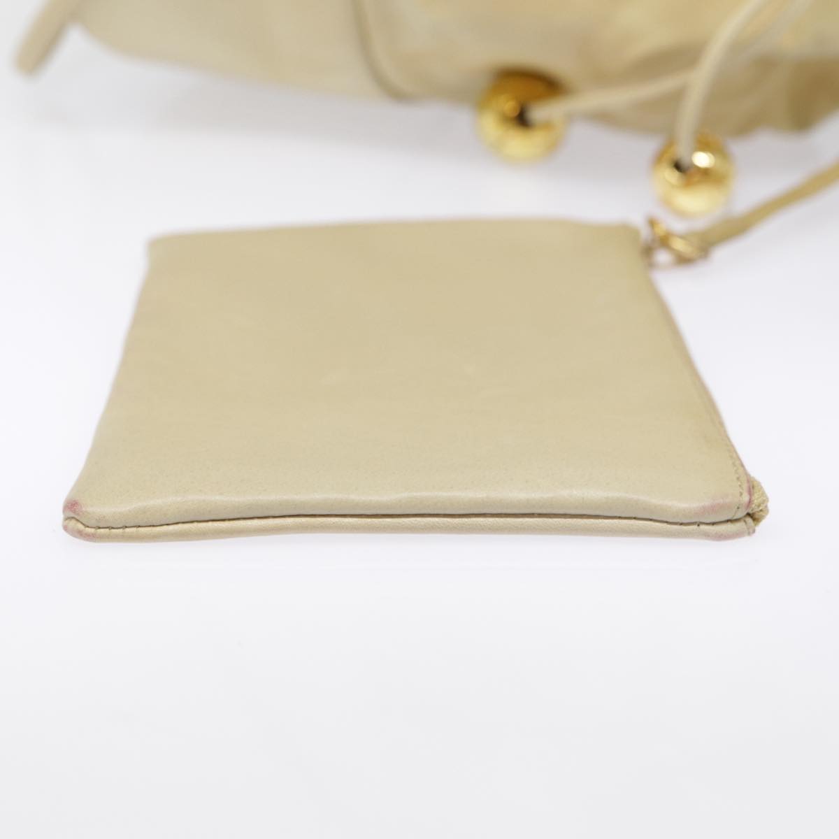 CHANEL Shoulder Bag Lamb Skin Beige Gold CC bs17904