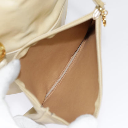 CHANEL Shoulder Bag Lamb Skin Beige Gold CC bs17904