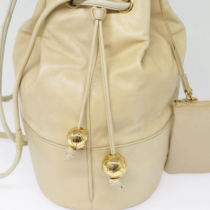 CHANEL Shoulder Bag Lamb Skin Beige Gold CC bs17904