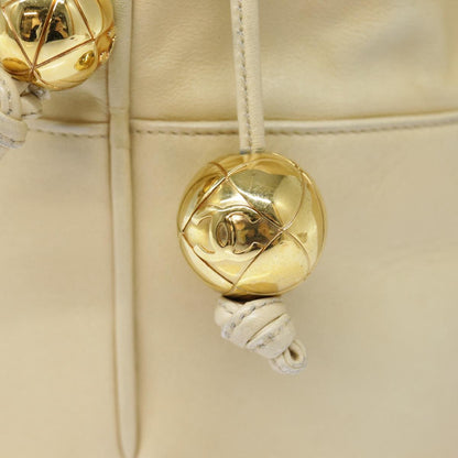 CHANEL Shoulder Bag Lamb Skin Beige Gold CC bs17904