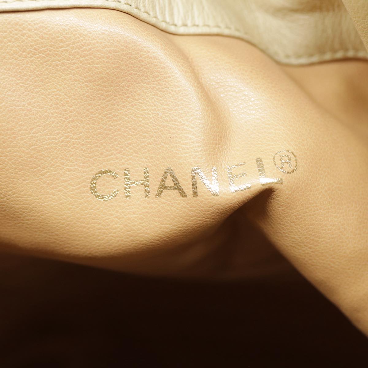 CHANEL Shoulder Bag Lamb Skin Beige Gold CC bs17904