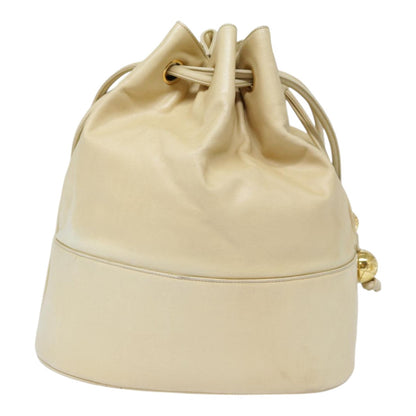 CHANEL Shoulder Bag Lamb Skin Beige Gold CC bs17904