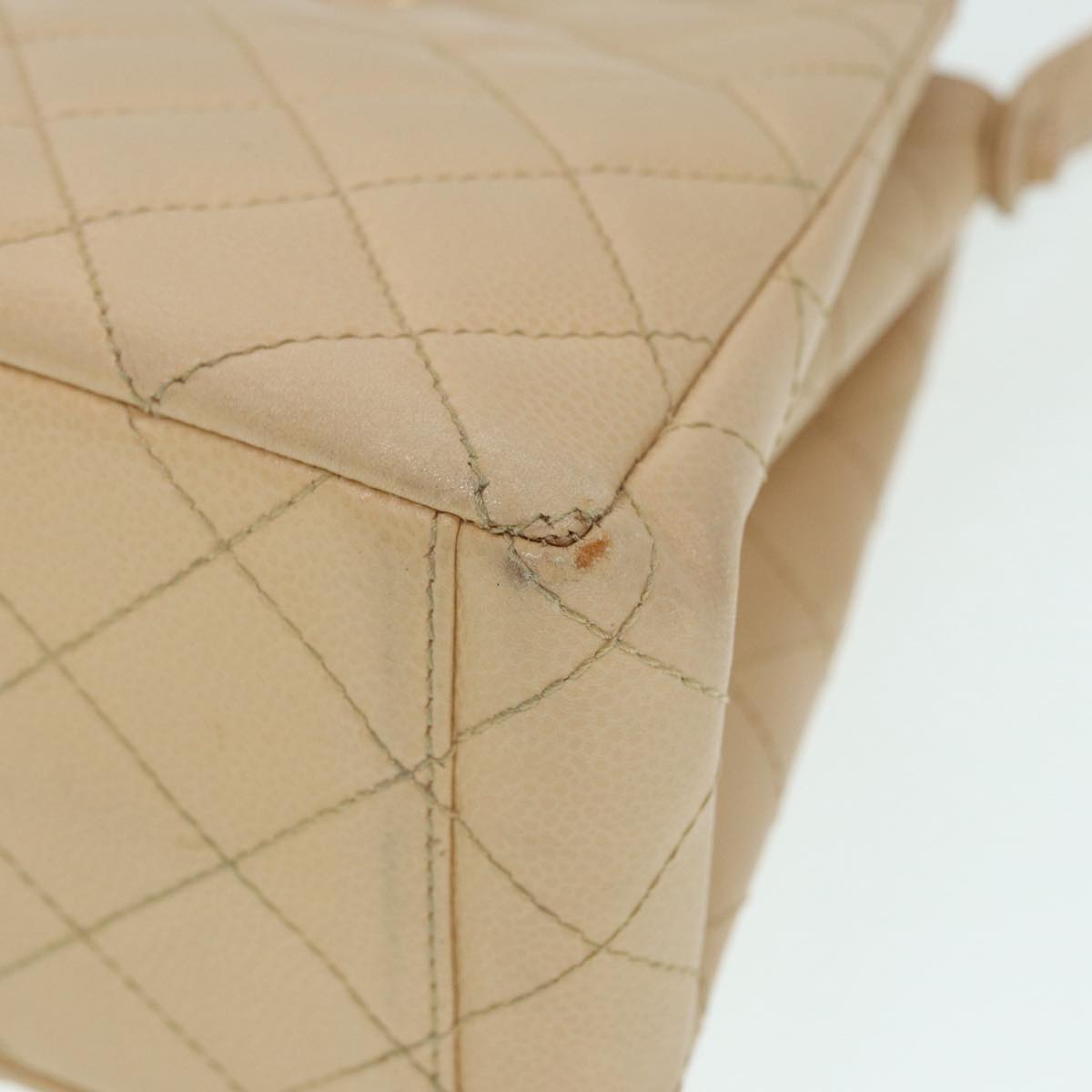 CHANEL Shoulder Bag Caviar Skin Beige Gold CC bs17980