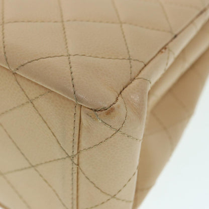 CHANEL Shoulder Bag Caviar Skin Beige Gold CC bs17980
