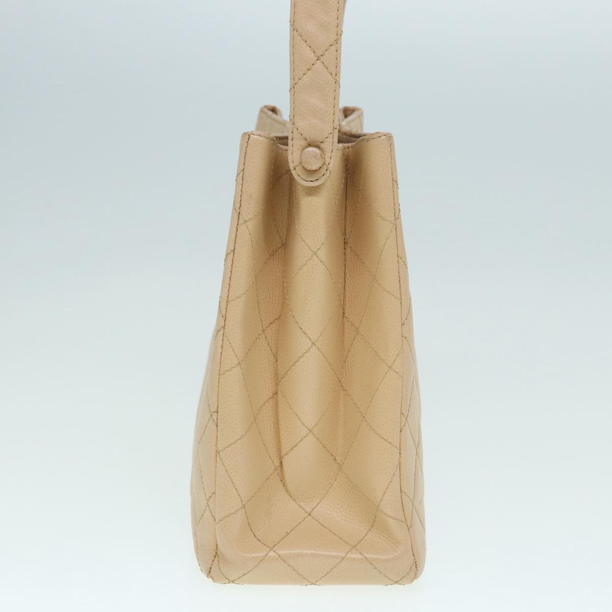 CHANEL Shoulder Bag Caviar Skin Beige Gold CC bs17980