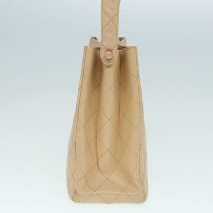 CHANEL Shoulder Bag Caviar Skin Beige Gold CC bs17980