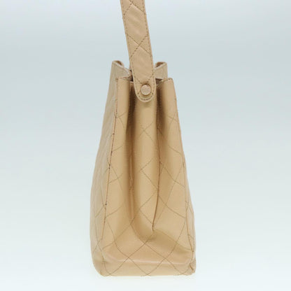 CHANEL Shoulder Bag Caviar Skin Beige Gold CC bs17980