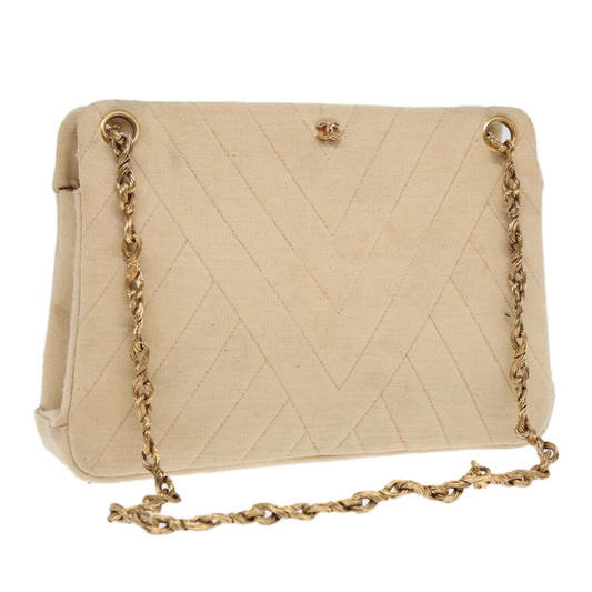 CHANEL Chain Shoulder Bag cotton Beige CC bs18003