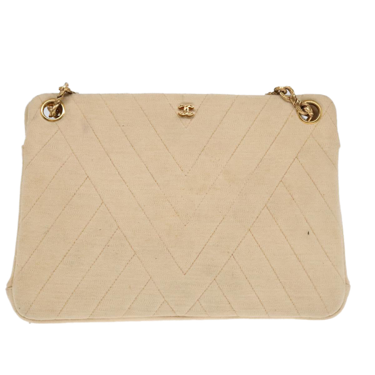 CHANEL Chain Shoulder Bag cotton Beige CC bs18003