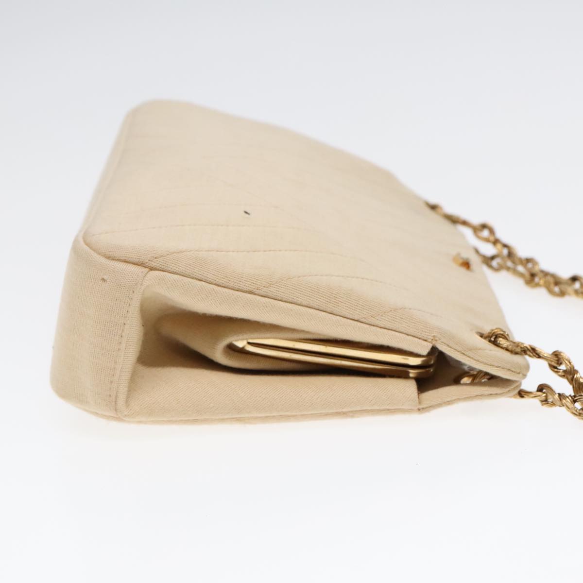 CHANEL Chain Shoulder Bag cotton Beige CC bs18003