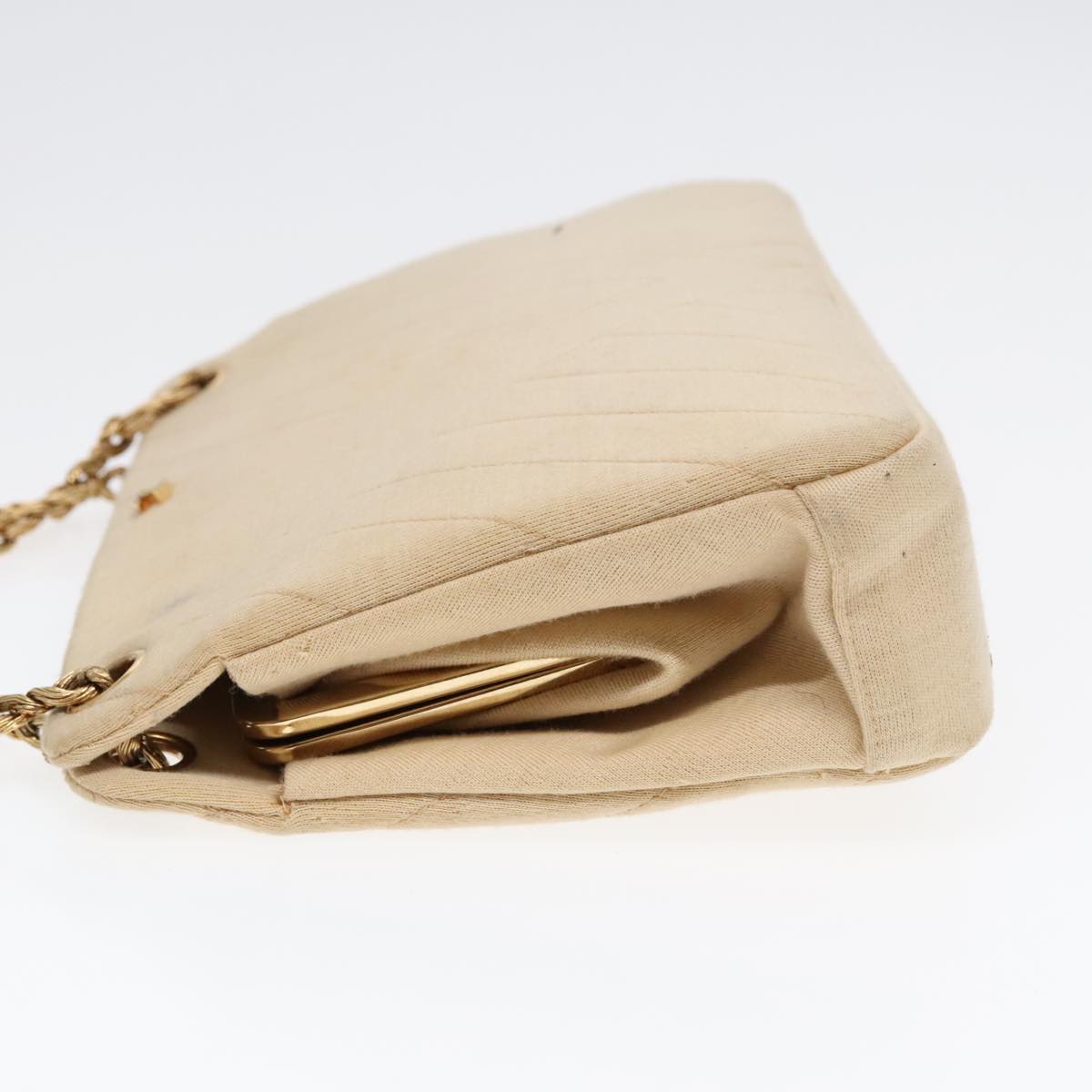 CHANEL Chain Shoulder Bag cotton Beige CC bs18003