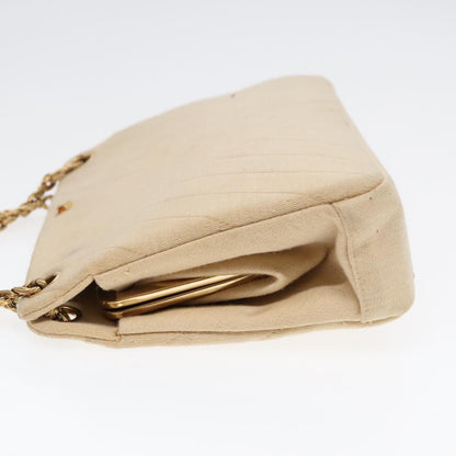 CHANEL Chain Shoulder Bag cotton Beige CC bs18003