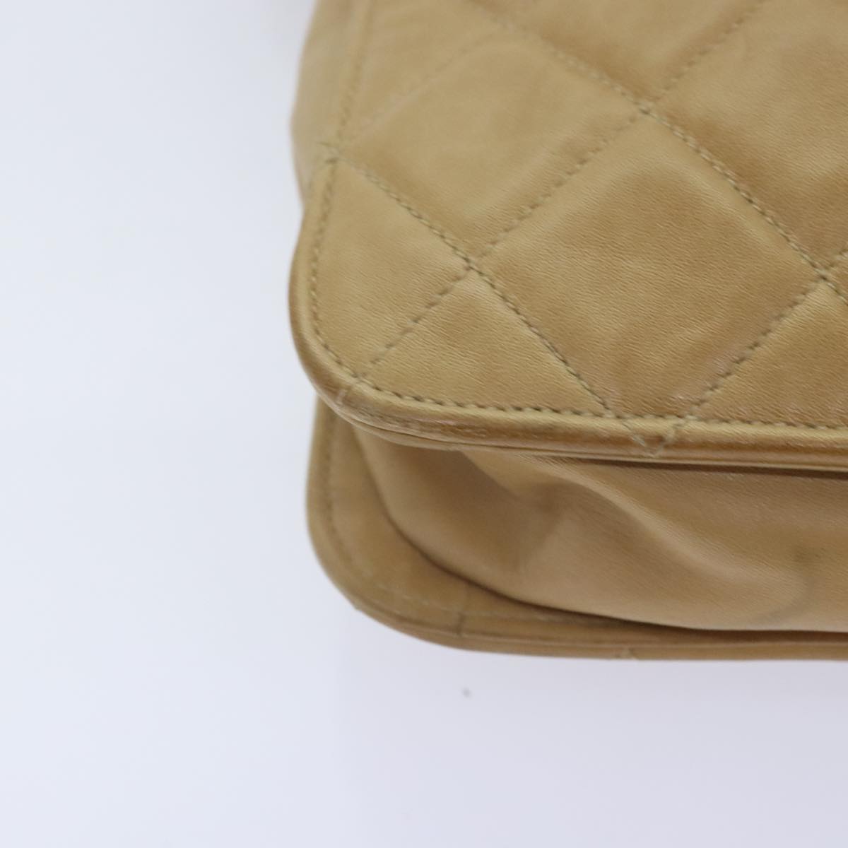 CHANEL Matelasse Chain Shoulder Bag Leather Beige CC bs18062