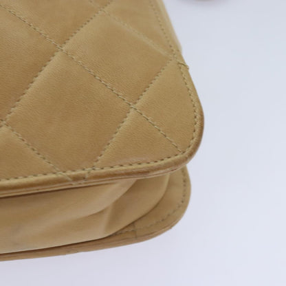 CHANEL Matelasse Chain Shoulder Bag Leather Beige CC bs18062