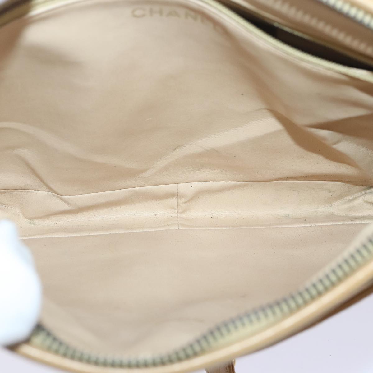 CHANEL Matelasse Chain Shoulder Bag Leather Beige CC bs18062