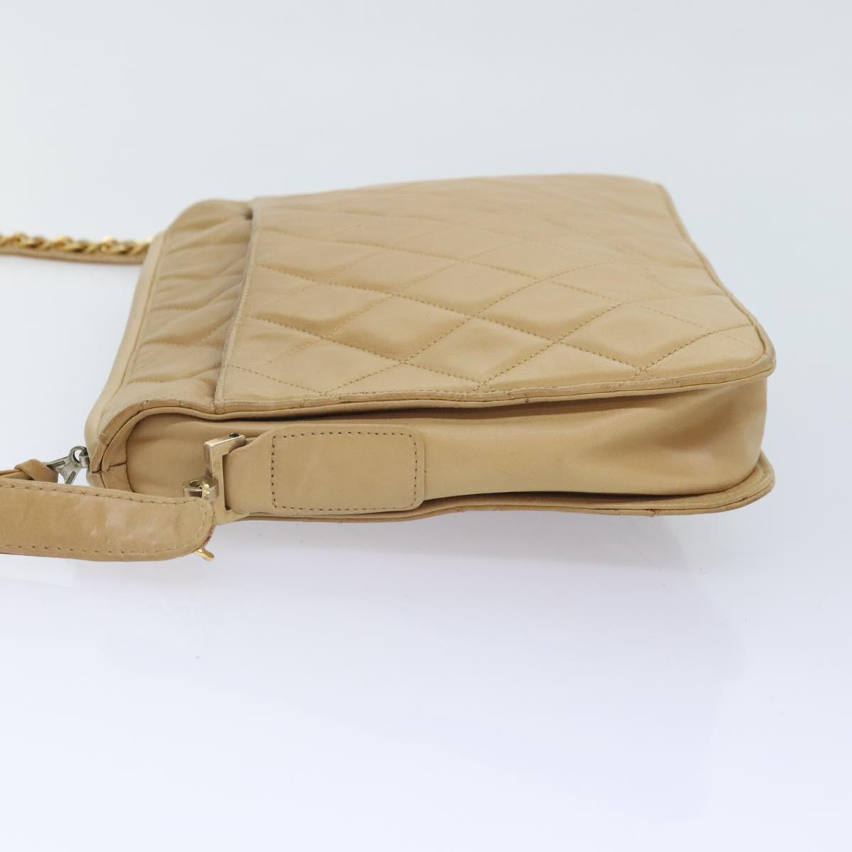 CHANEL Matelasse Chain Shoulder Bag Leather Beige CC bs18062